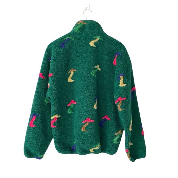 Parks Project UO Exclusive Dancing Shrooms Mushroom Green Fleece Sweatshirt Med - Picture 5 of 11